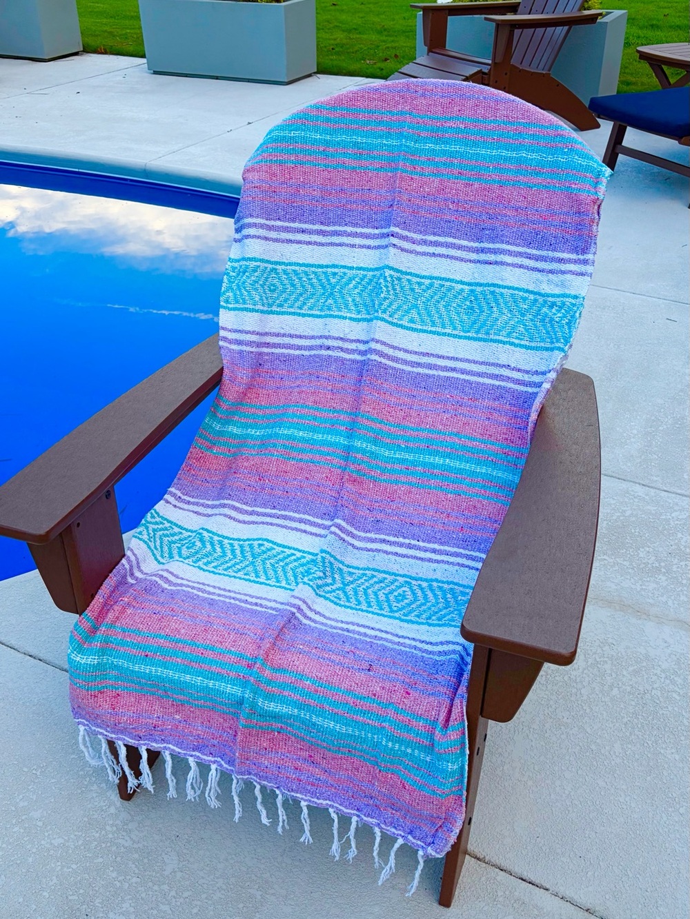 Mexican Falsa Blanket – Woven Striped Serape Throw with Fringe